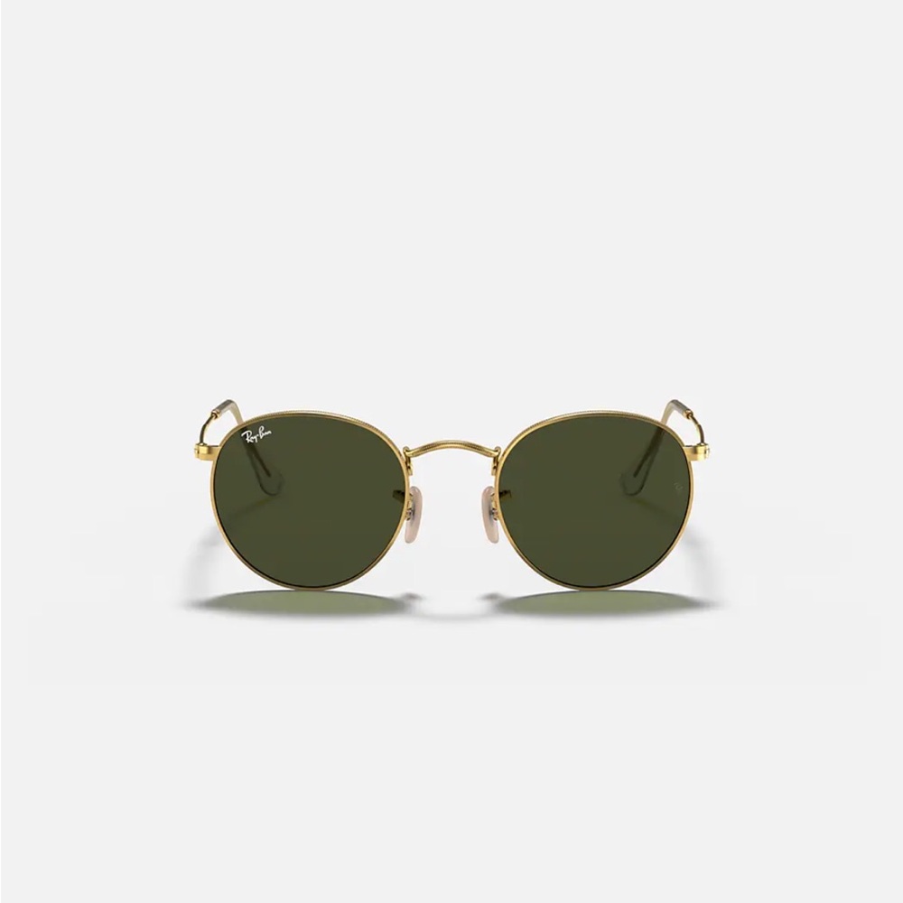 Ray-Ban Round Metal Gold Frame Sunglasses with Dark Green Lenses